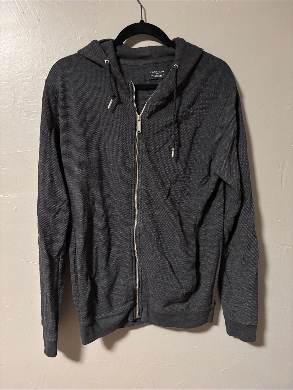 Zara Charcoal Hooded Zip-Up Sweater